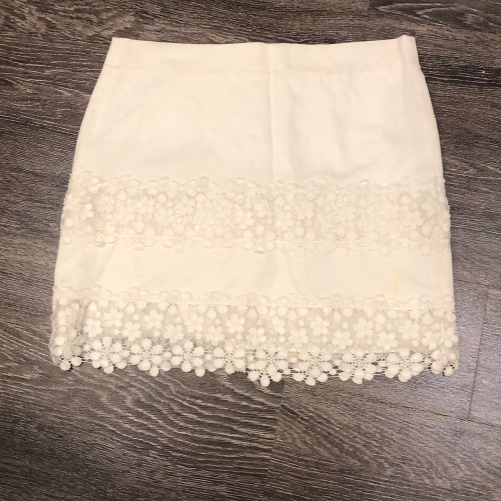 J. Crew Outlet White Skirt with Lace Trim